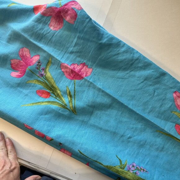 Talbots Womens Floral Capri Pants Size 14 Blue Pink Linen Blend Lightweight XL - Picture 11 of 12